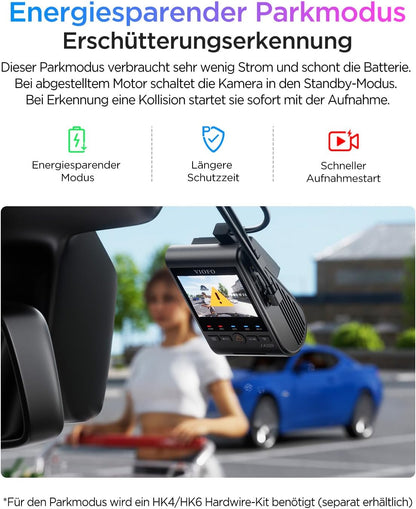 VIOFO A329S 3CH 4K dashcam voor achter, 4K + 2K + 2K dashcam auto 3 lens, energiebesparende parkeermodus, 210° ultragroothoek binnencamera, wifi 6 en app-bediening, drie Starvis 2 autocamera