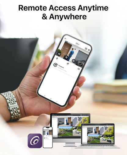Loocam 8-Kanaals 1080P CCTV Camera Systeem met AI Mens/Voertuigdetectie, 5MP Lite H.265+ DVR Recorder en 4x 2MP Beveiligingscamera's Binnen/Buiten, Nachtzicht, Extern Toegang, ZONDER Harde Schijf