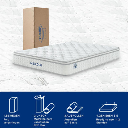 Matras 140 x 200 cm Hoogte 30 cm Veerkernmatras Orthopedische zakveerkernmatras Hardheidsgraad H3 Oeko-Tex gecertificeerd Matras voor volwassenen (30 CM, 140 x 200 cm)