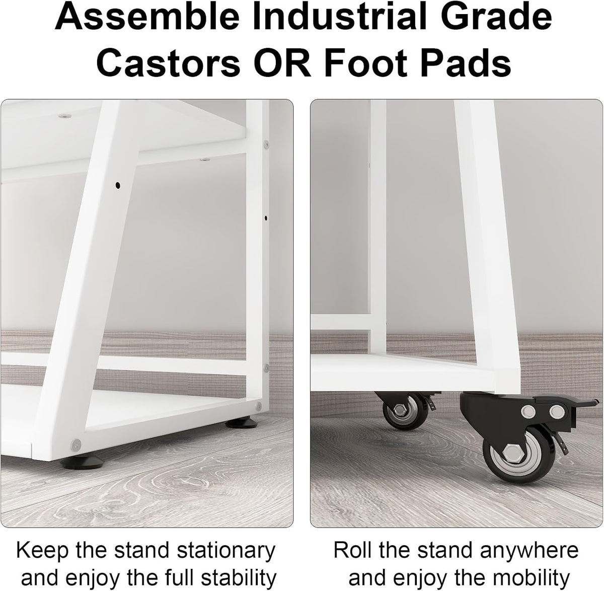 Printertafel – Printerstandaard – Opbergtafel – Printkar – Werkplek Organizer – 3 Niveaus Met Verstelbare Plank – Stevig Stalen Frame Met Wieltjes