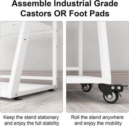 Printertafel – Printerstandaard – Opbergtafel – Printkar – Werkplek Organizer – 3 Niveaus Met Verstelbare Plank – Stevig Stalen Frame Met Wieltjes