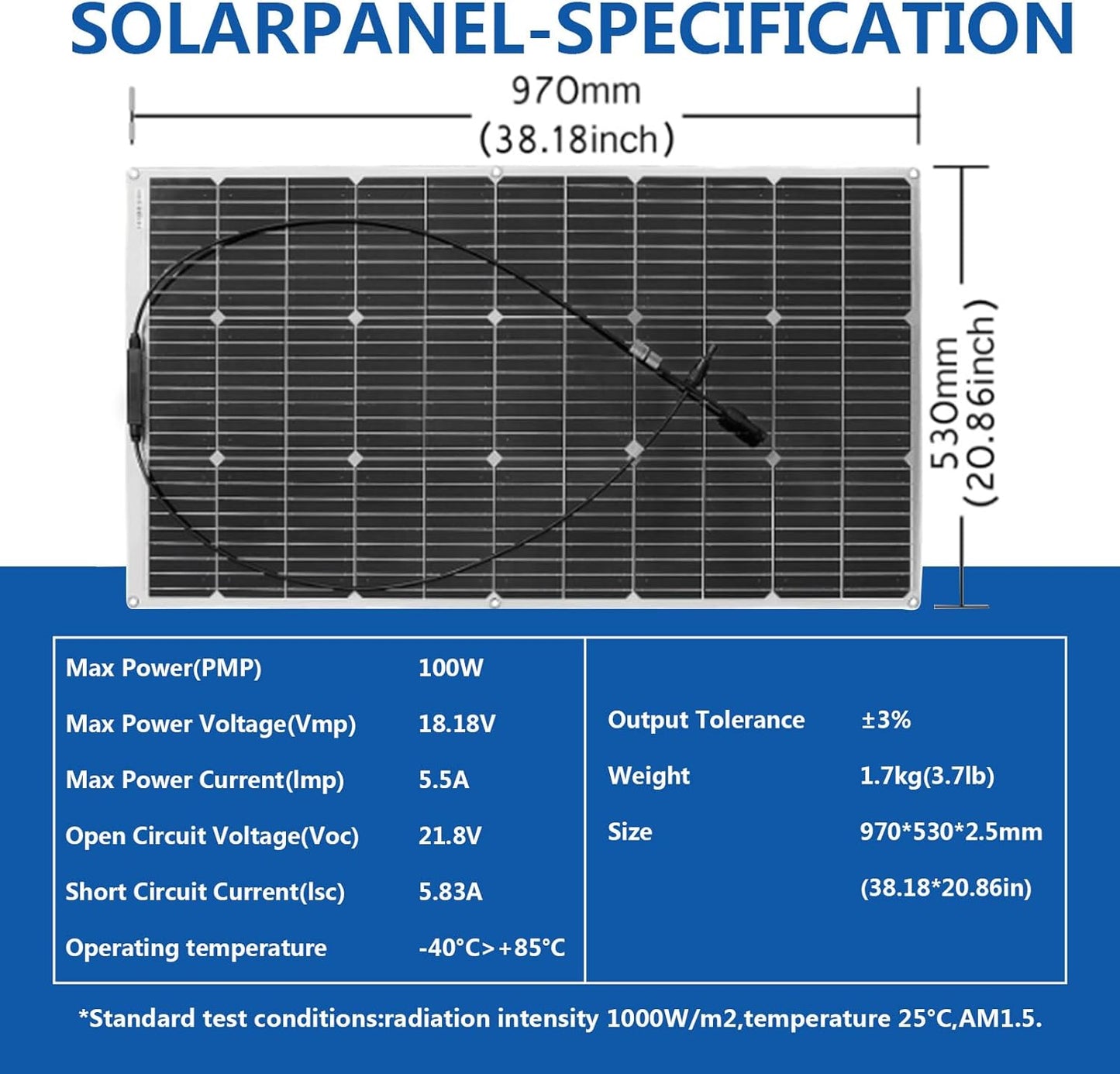 Flexibele Zonnemodule 200W Kit 2×100W 18V Fotovoltaïsche module eenkristal 20A-controller, voor het opladen van 12V-batterijen - stacaravans, caravans, boten, daken (200)