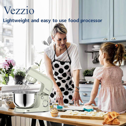 Vezzio Blender, 4,5 liter, 1500 W, 10 snelheden, keukenmachine om te bakken (zilver) (groen)