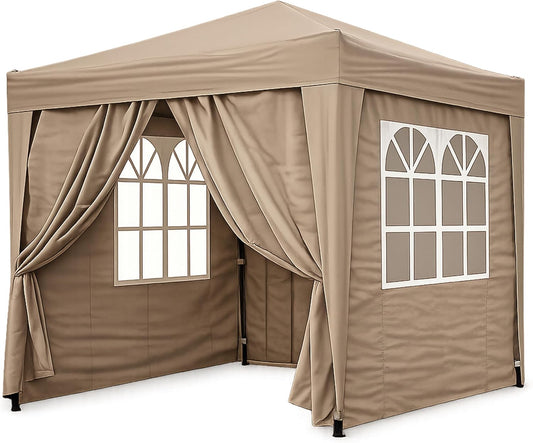 QUICK STAR pop-up paviljoen, 2,5 x 2,5 m, beige met 4 Easy-klittenband zijwanden met 2 ritsen vouwpaviljoen