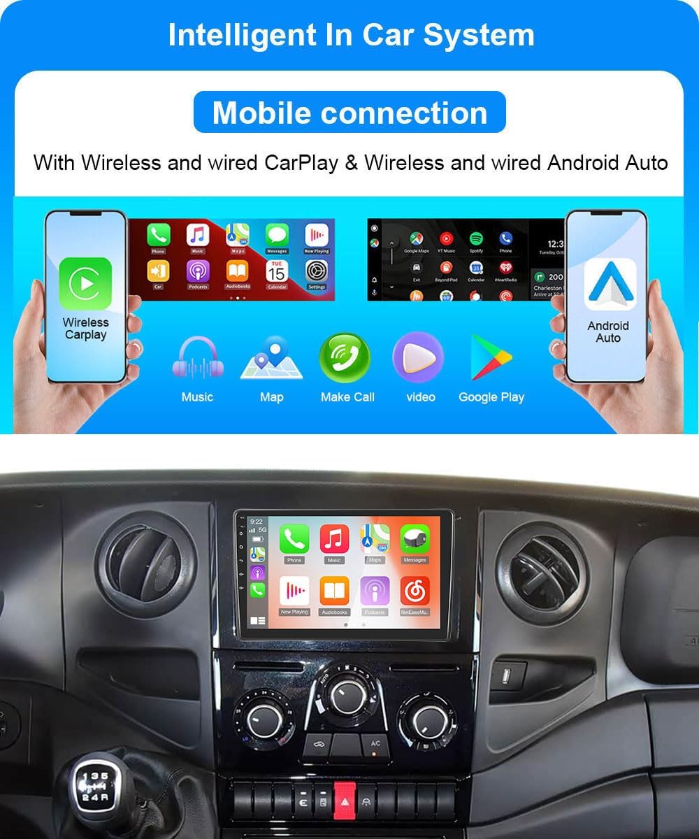 9-inch scherm auto-audio voor radio FIAT Iveco Daily IV V VI Citys Bus Box Kombi Furgon MK5 MK6 Estate 2006-2024, CayPlay autoradio met Bluetooth GPS RDS Navi Mirror Link FM SWC