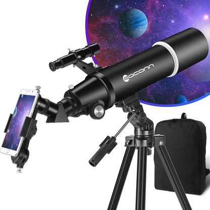 Telescoop, astronomie telescoop voor volwassenen, 80 mm Aperture 600 mm draagbare reisscoop voor beginners en kinderen met statief telefoon adapter rugzak
