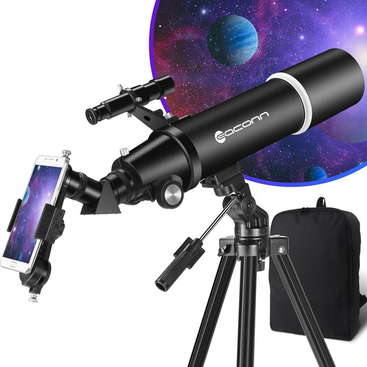 Telescoop, astronomie telescoop voor volwassenen, 80 mm Aperture 600 mm draagbare reisscoop voor beginners en kinderen met statief telefoon adapter rugzak