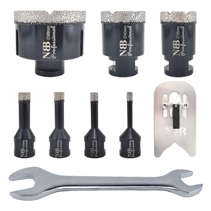 NBB vacuum gesoldeerde diamantgatzaag met M14, voor professioneel droog of nat boren op hard porselein, keramiek, tegels, graniet, marmer, snel (PRO 6/8/10/12/35/43/68mm +Moersleutel+Boorgeleider)