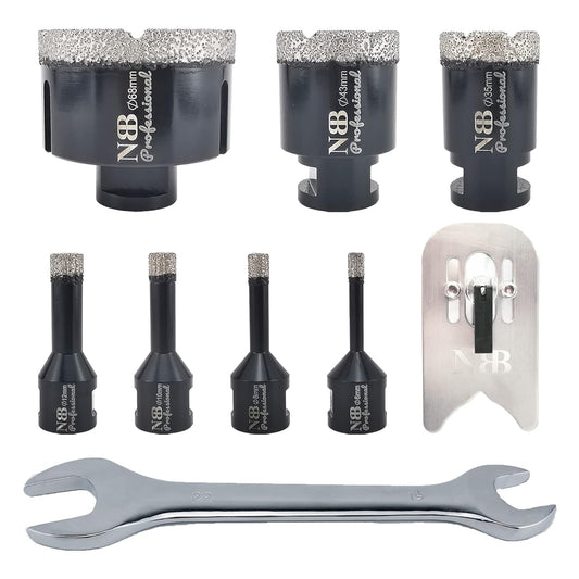 NBB vacuum gesoldeerde diamantgatzaag met M14, voor professioneel droog of nat boren op hard porselein, keramiek, tegels, graniet, marmer, snel (PRO 6/8/10/12/35/43/68mm +Moersleutel+Boorgeleider)