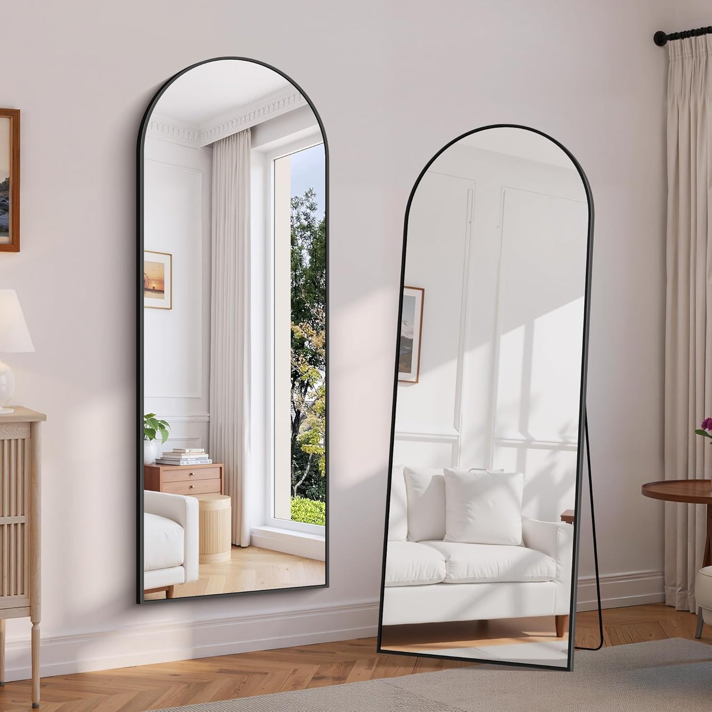 Staande Spiegel – Passpiegel – Wandspiegel – Volledige Lichaamsspiegel – Vloerspiegel – XXL Formaat – Veiligheidsglas Met Matzwart Aluminium Frame