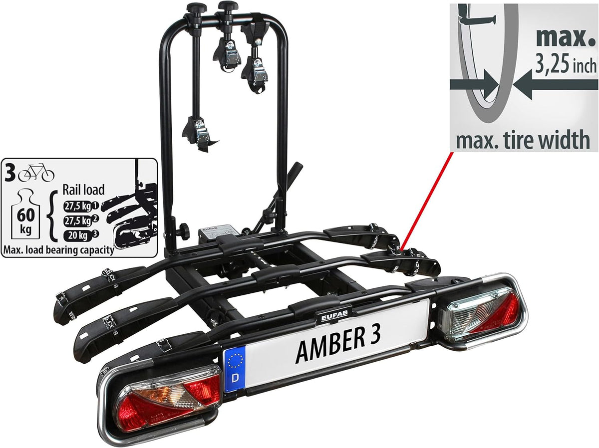 EUFAB 11555 bicycle carrier Amber III, black, approx. 102 x 74 x 72 cm - QUORE