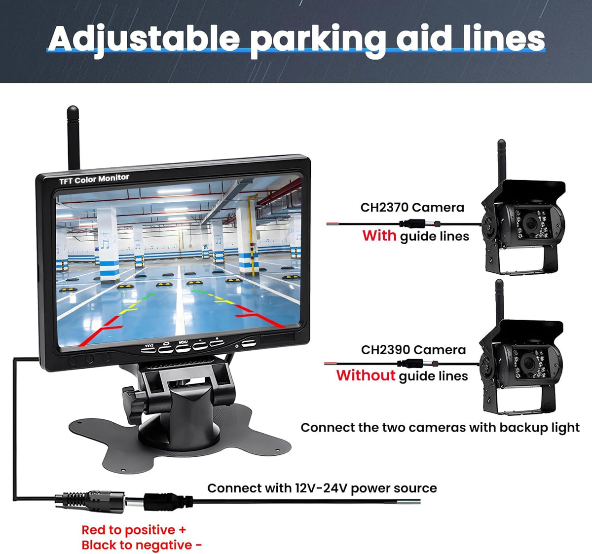 Draadloze Achteruitrijcamera Set – Achteruitrijcamera – Parking Camera – achteruitkijkcamera – Truck Camera – Groot 7 Inch Scherm – IP67 Waterdicht Met Nachtzicht