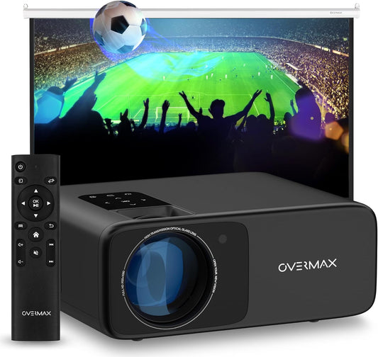 Overmax Multipic 4.2 Full HD 1080p LED Projector: 200" Groot Scherm 4500 Lumen 50000u Lampduur Wi-Fi & BT HMDMI USB Ingebouwde Luidspreker Beleef EURO 2024 en Filmavonden Thuis in Ultieme HD Kwaliteit
