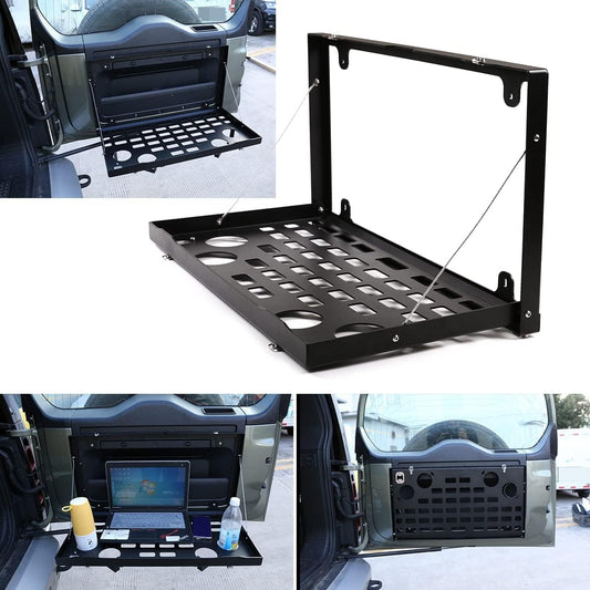 YIWANG Aluminiumlegering Zwarte Auto Achterdeur Opvouwbare Tafel Cargo Plank Opslag Achterklep Tafel Voor LR Defender 110 2020-2022