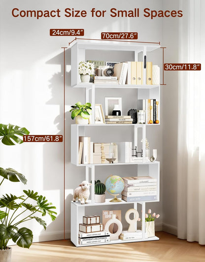 Geometrische S-Vorm Boekenplank Met 5 Niveaus Met Verlichting, Moderne Displaykast Voor Woonkamer, Slaapkamer, Kantoor