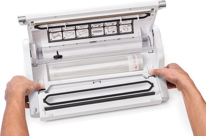 Magic Vac, Axolute Vacuümmachine voor levensmiddelen, multifunctioneel, professioneel, voor vacuümzakken en koken, met krachtige motor en vacuümset, gepatenteerd, gemaakt in Italië, wit