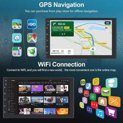 [2+32G] Podofo 2Din 7 Inch Autoradio Android 13 Scherm met Draadloos Apple Carplay/Android Auto Touchscreen met GPS/Bluetooth/SWC/FM/RDS/WiFi/USB Radio-ontvanger Ondersteuning Achteruitrijcamera