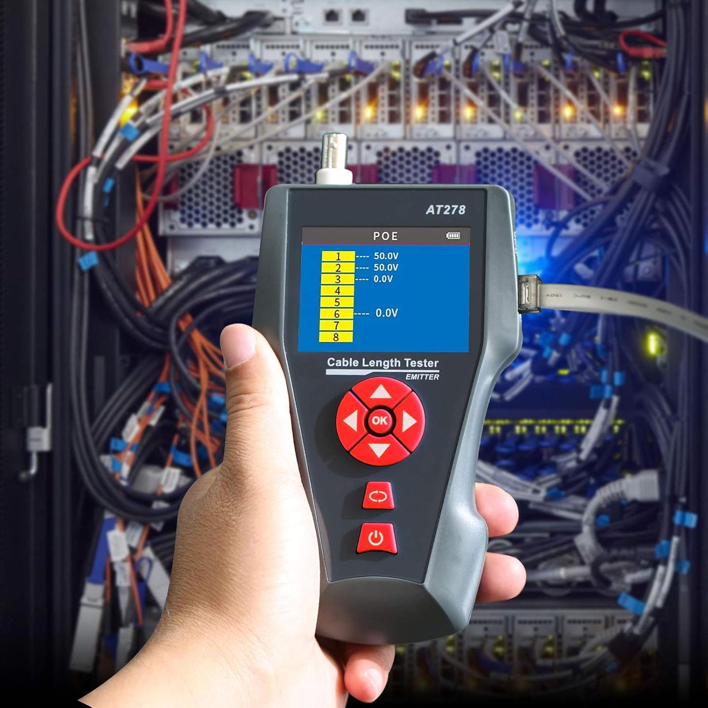 Netwerkkabeltester AT226-C met lcd-display, kabeltester Rj45, RJ11, BNC, PING/POE elektrische kabelplotter 8 telefoonlijn-ID NF-8601W