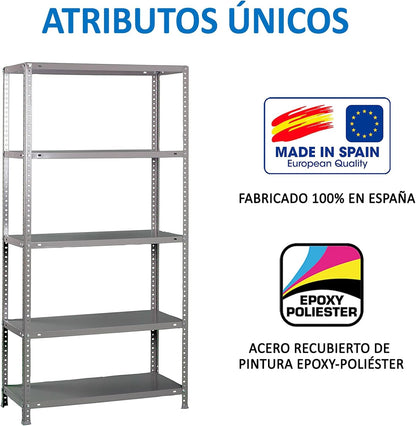 Simon Rack Stellingkast Metaal, 2000x1100x400 mm, Buigpunt 90, 5 Verstelbare Niveaus, Metalen Planken, Robuust Opslagrek voor Garage, Kelder en Werkplaats, Grijs – Simon Classic