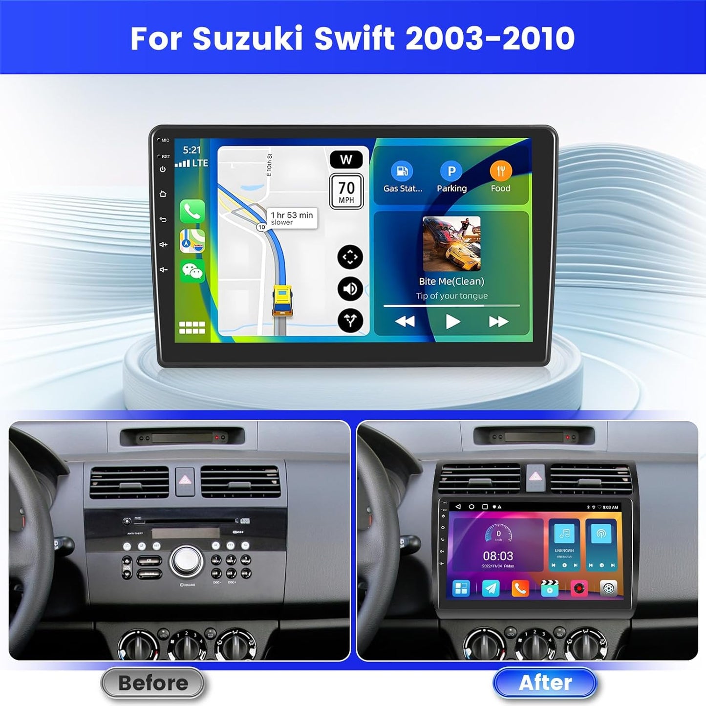 Android Autoradio – Multimedia Systeem – Auto Radio – Touchscreen Navigatie – 10 Inch Scherm – Wireless CarPlay & Android Auto – AHD Achteruitrijcamera & GPS Navigatie