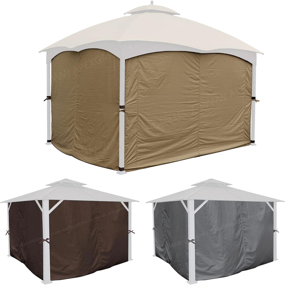 APEX GARDEN Universele privacygordijnset voor paviljoen van 35 x 30 cm (beige)