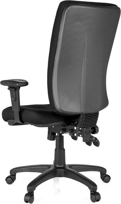 hjh OFFICE 702100 bureaustoel draaistoel Zenit High stof zwart, extreem dikke vaste bekleding, zeer goede verstelmogelijkheden, in hoogte verstelbare armleuningen, ergonomische bureaustoel