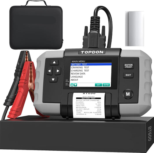 Accutester – Batterijtester – Auto Accutester – Batterij Controle – Diagnosetester – 3,5 Inch Kleurscherm – Ingebouwde Thermische Printer - QUORE