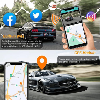 Auto Dashcam – Dashboardcamera – Autocamera – Rijregistratiecamera – Camera Voor Auto – Dubbele Voor- En Achtercamera Met 4 Inch Scherm – 1080P Full HD En Realtime TPMS Bandenspanningsbewaking