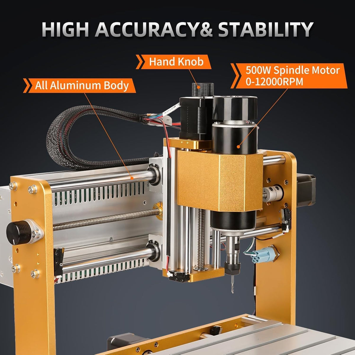 LUNYEE Volledig metalen 500W CNC-Freesmachine, 3018 PRO MAX CNC-machine, 3-assige eindschakelaars en noodstop, met GRBL offline besturing voor het zagen van hout acryl MDF-kunststof
