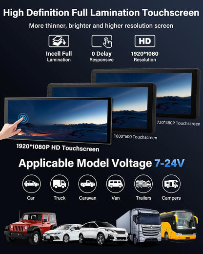 11,3 Inch Carplay Android Auto Display – Touchscreen Navigatie Scherm – Draadloze Carplay – 4K Dashcam – Draaibare 350° Camera – Dubbele Bluetooth – Inclusief 64GB TF Kaart