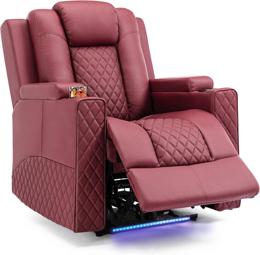 Relaxfauteuil – Relaxstoel – Fauteuil – Elektrische Stoel – TV Stoel – Verstelbaar Elektrisch – Met LED Verlichting – Rood Kunstleer