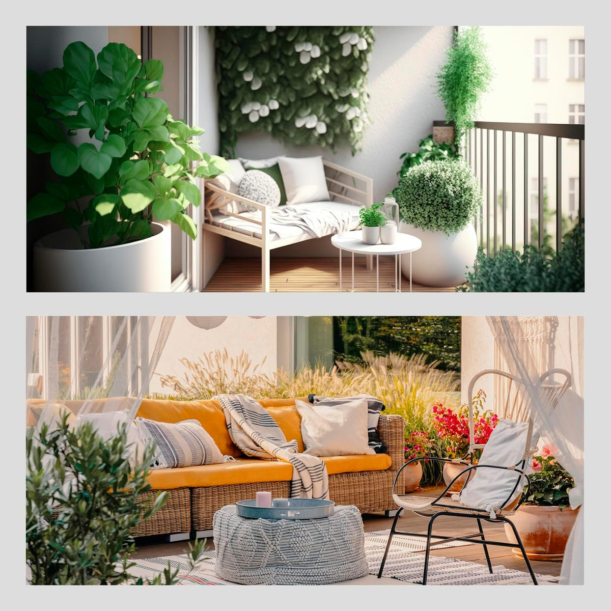 EASYmaxx Parasol voor balkon/terras, halfrond, kan precies aan de muur worden geplaatst, met praktische handslinger, uv-bescherming 40+, 270 x 130 cm, modieus grijs, grijs, Groß, halfrond
