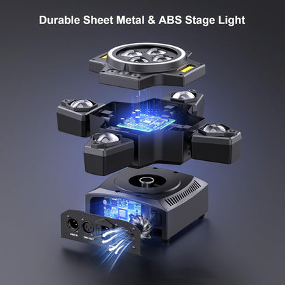 150 W bewegende kop podiumlichtstraal, RGBW LED 4 lamparm wash spotlight met afstandsbediening gouden strobe partylicht schijnwerper voor disco DJ Bar verjaardagsfeest