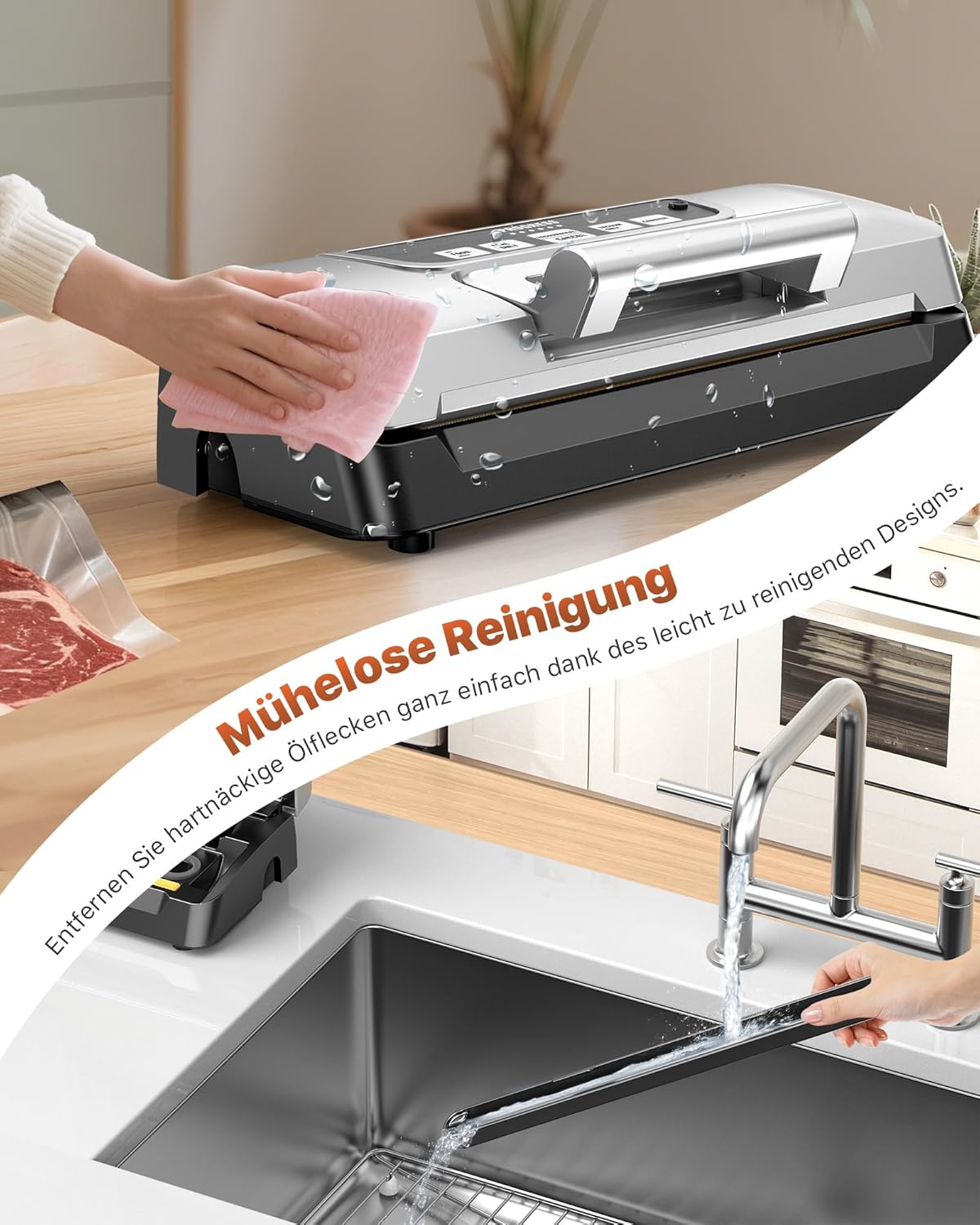Vacumeermachine, 90 kPa Vacuümmachine voor Voedsel, 20 L/min Sealmachine, Krachtige Vacuümmachine met Dubbele Pomp en Slimme LED, Nat- & Droogmodus, Ingebouwde Veiligheidssnijder, Inclusief Za