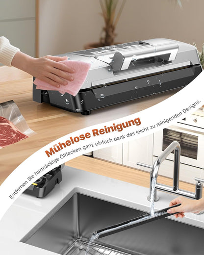 Vacumeermachine, 90 kPa Vacuümmachine voor Voedsel, 20 L/min Sealmachine, Krachtige Vacuümmachine met Dubbele Pomp en Slimme LED, Nat- & Droogmodus, Ingebouwde Veiligheidssnijder, Inclusief Za
