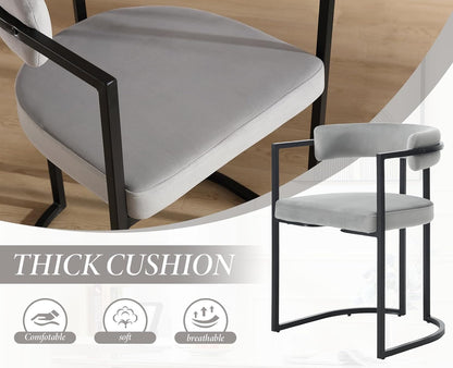 chairus Dining Chairs Set of 2 Velvet Metal Frame Kitchen Chairs Modern Side Armchairs for Dining Room (Grey) - QUORE