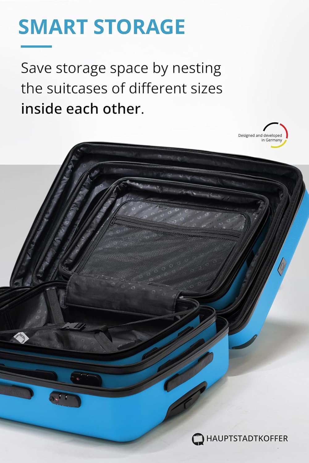 HAUPTSTADTKOFFER - Spree - harde koffer met 4 dubbele wielen, trolleykoffer, uitbreidbare reiskoffer, 75 cm, 119 liter, Cyaan blauw