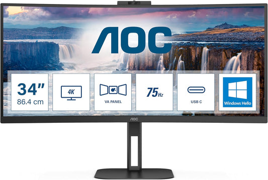 AOC V5 CU34V5CW/BK LED display 86,4 cm (34") 3440 x 1440 pixels Wide Quad HD Noir