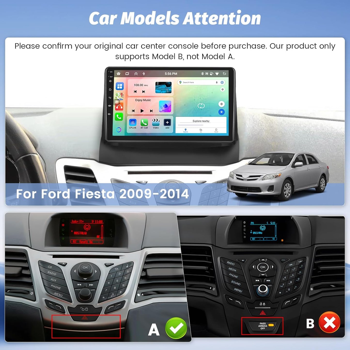 Android Autoradio – Multimedia Radio – Navigatie Systeem – Inbouw Radio – Car Stereo – 9 Inch Touchscreen – Draadloze Carplay & Android Auto