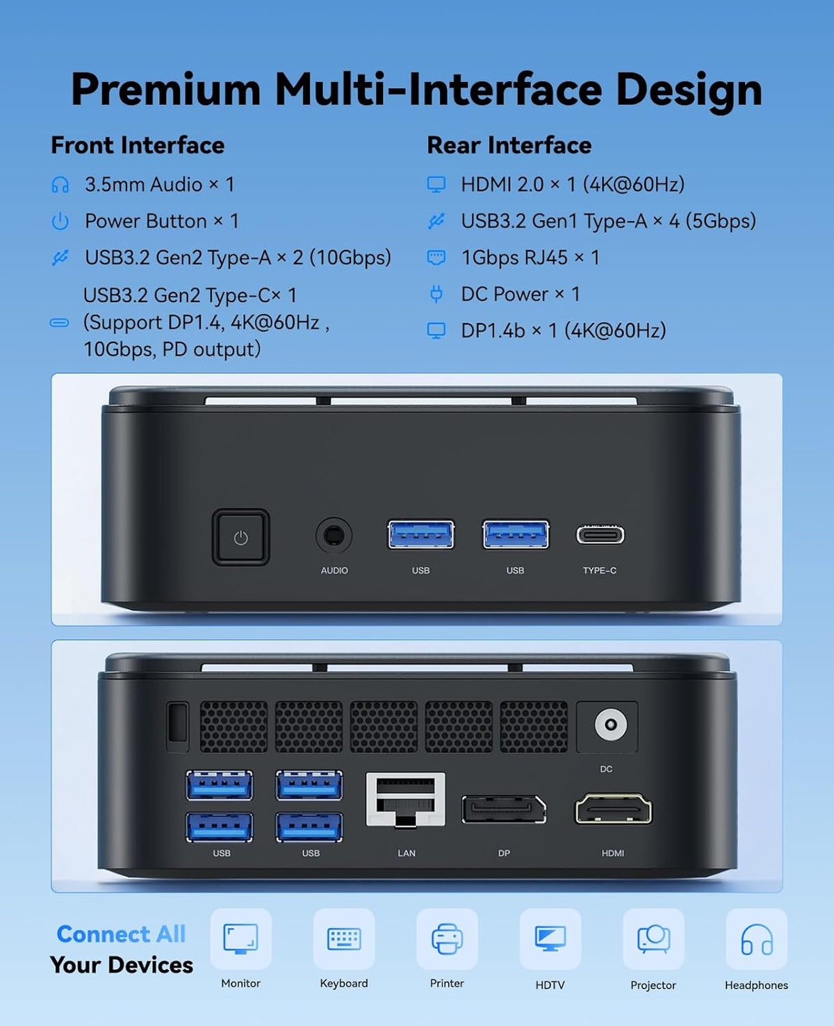 NiPoGi E3B Mini PC W-11 PRO AΜD Ryzen Embedded V2748 (8C/16T, MAX 4,3 GHz) 16GB DDR4 512GB M.2 2280 SSD, Triple 4K UHD (Type-C + HDMI 2.0 + DP1.4) / WiFi 6 / BT5.2 Mini Computer Bureau Multimedia