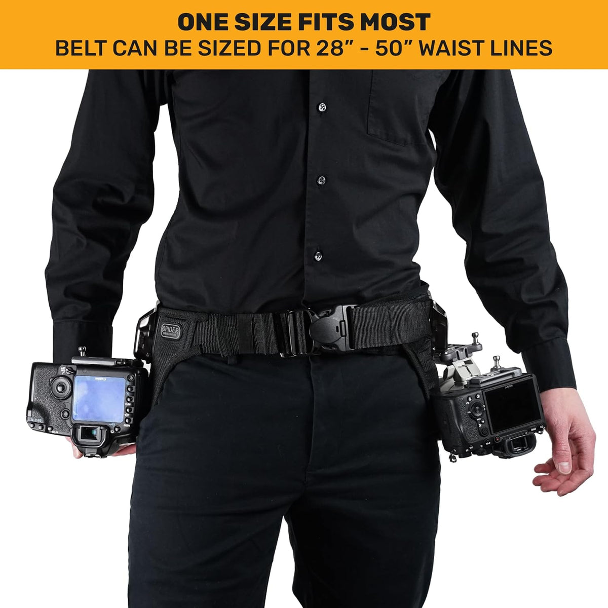 Spider Holster SpiderPro Uniek camerasysteem v2 professionele transportset voor DSLR-camera's en spiegelloze camera's en zware uitrusting. Inclusief riem met geïntegreerde hoes