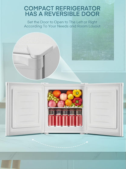 FOHERE Mini Freezer, 32L, Small Freezer with Reversible Door, Quiet, 7 Adjustable Thermostats for Hotel/Dormitory/Home/Office, Black - QUORE