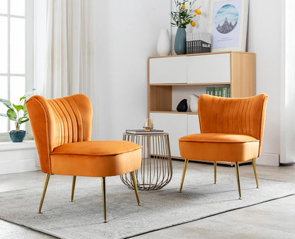 Fauteuil Velvet – Velours Stoel – Eetkamerstoel – Accentstoel – Loungechair – Zacht Hoogwaardig Schuim – Gouden Metalen Poten - QUORE