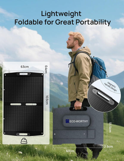 100W Opvouwbare Zonnepaneel – Zonnepaneel 100 Watt – Draagbaar Zonnepaneel – Camping Zonnepaneel – Mobiel Zonnepaneel – Monokristallijn – Waterbestendig