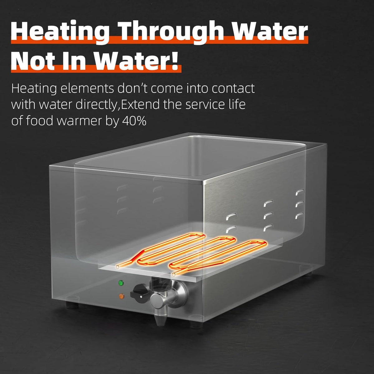 crosson Professionele elektrische badkuip, 1500 W, elektrische badkuip, van roestvrij staal, met kraan, 3 x 1/3 GN containers met deksel, instelbare temperatuur 30 °C - 85 °C