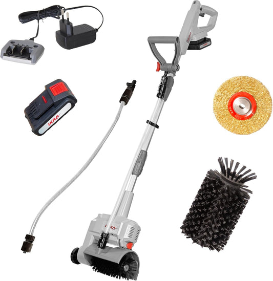 IKRA oppervlaktereiniger voegreiniger Vario Brush IATR 20, incl. nylon oppervlakteborstel, stalen voegenborstel, accu & oplader