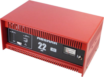 Absaar 635622 77917 Batterieladegerät Auto Ladegerät 22A 12V mit Starthilfefunktion, für 30 Ah - 225 Ah Batterien, rot/schwarz, 2222500
