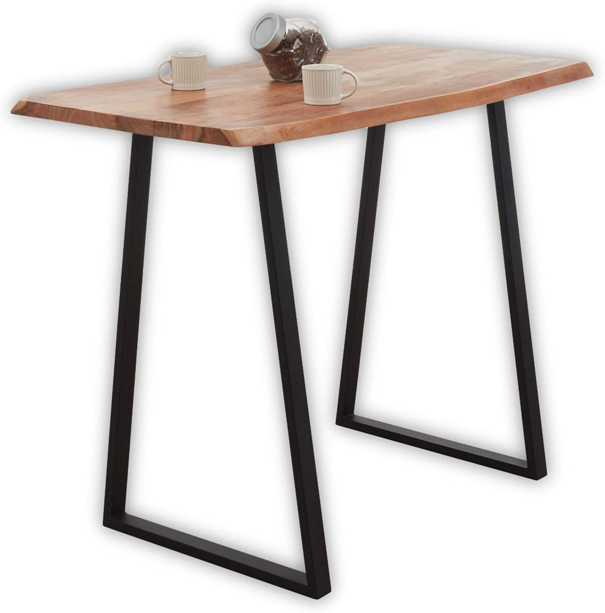 GOA natuurlijke bartafel, boomrand, massief hout, acacia, industriële stijl, hoge tafel voor keuken, woon- en eetkamer, 140 x 105 x 77 cm (b x h x d)