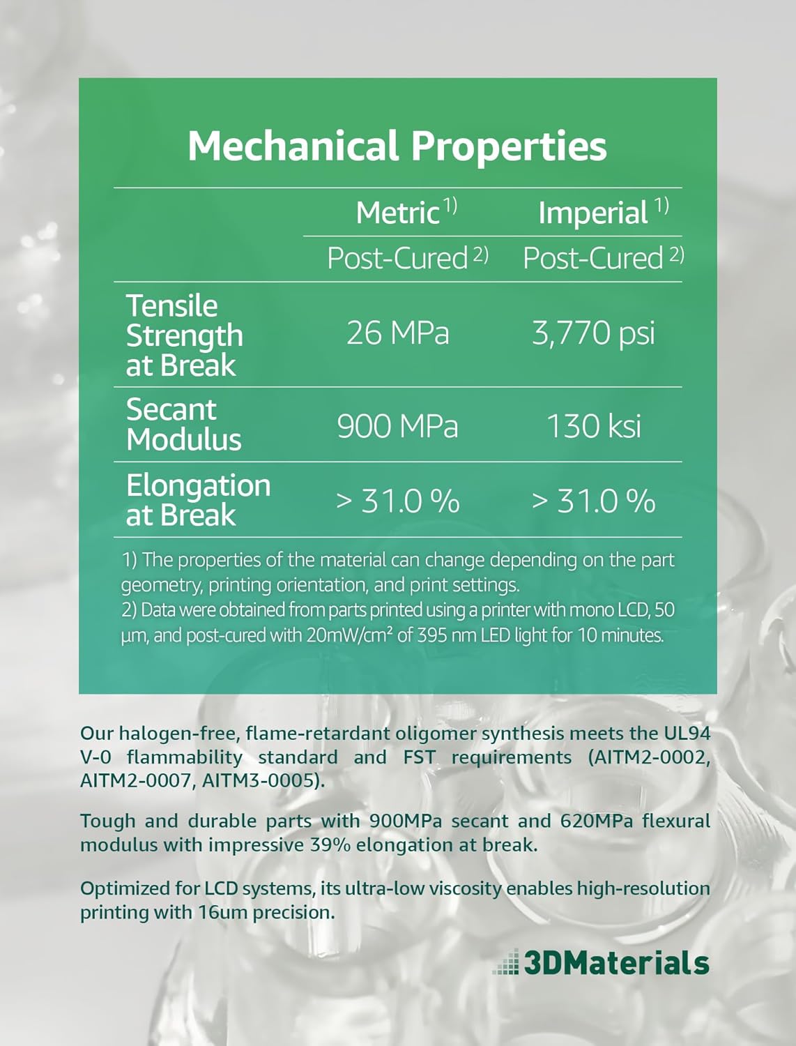 SuperPP 0.9GPa UL94 V-0, de sterkste 3D-printerhars voor vuurvaste technische onderdelen, Korea (5000 g, transparant)