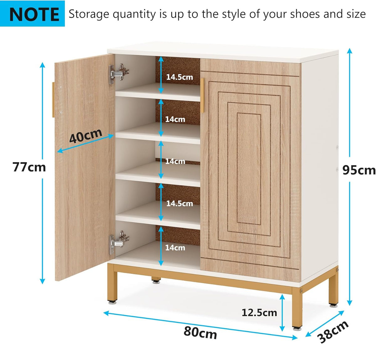 TRIBESIGNS WAY TO ORIGIN Shoe Cabinet, 20 Pairs Modern Shoe Storage Cabinet with Doors, 6 Tier Free Standing Shoe Organizer Rack for Living Room, Closet, White and Brown
